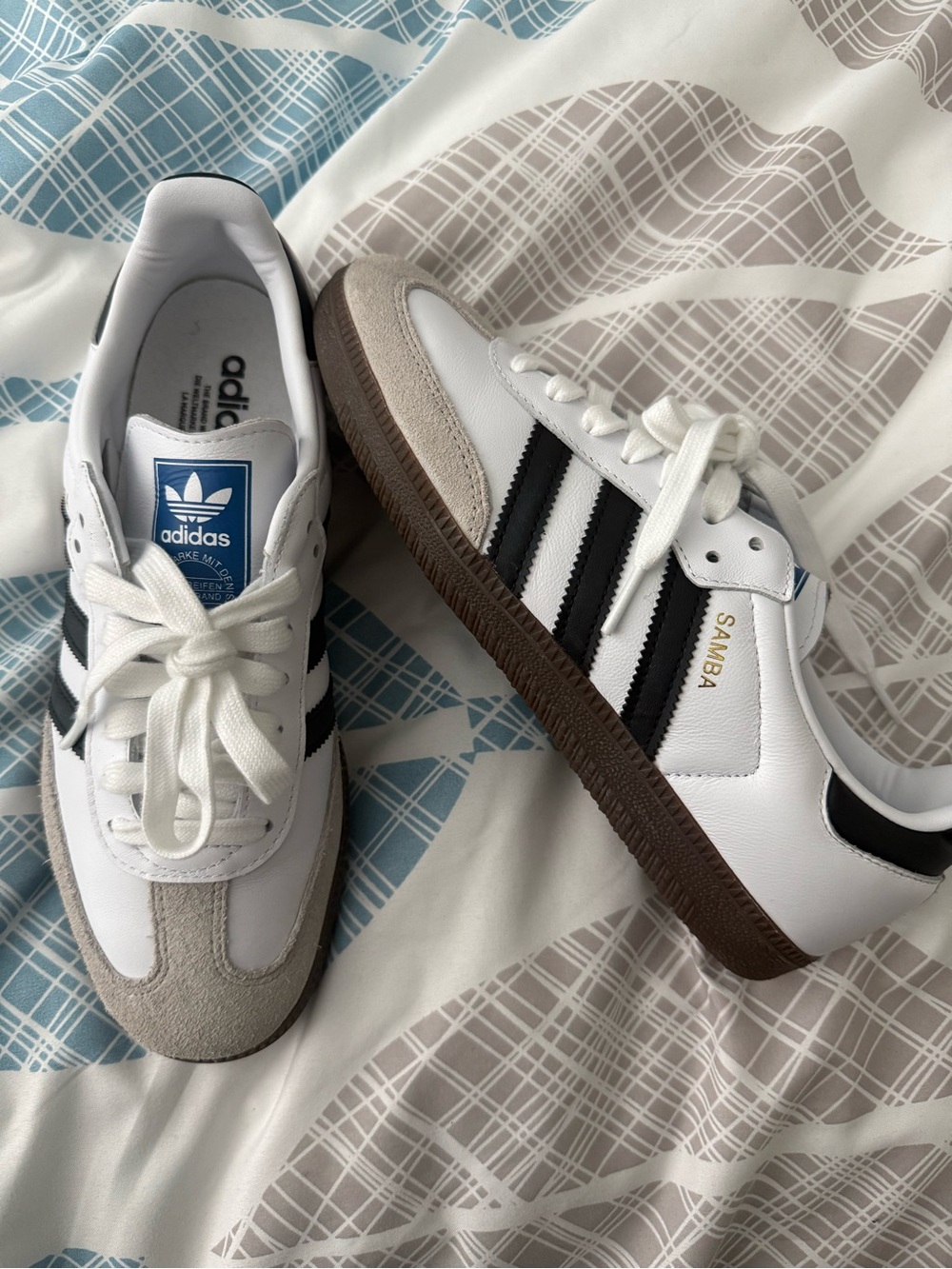 adidas White Sneakers with Black Stripes and Gray Suede Accents - Picture 3 of 3